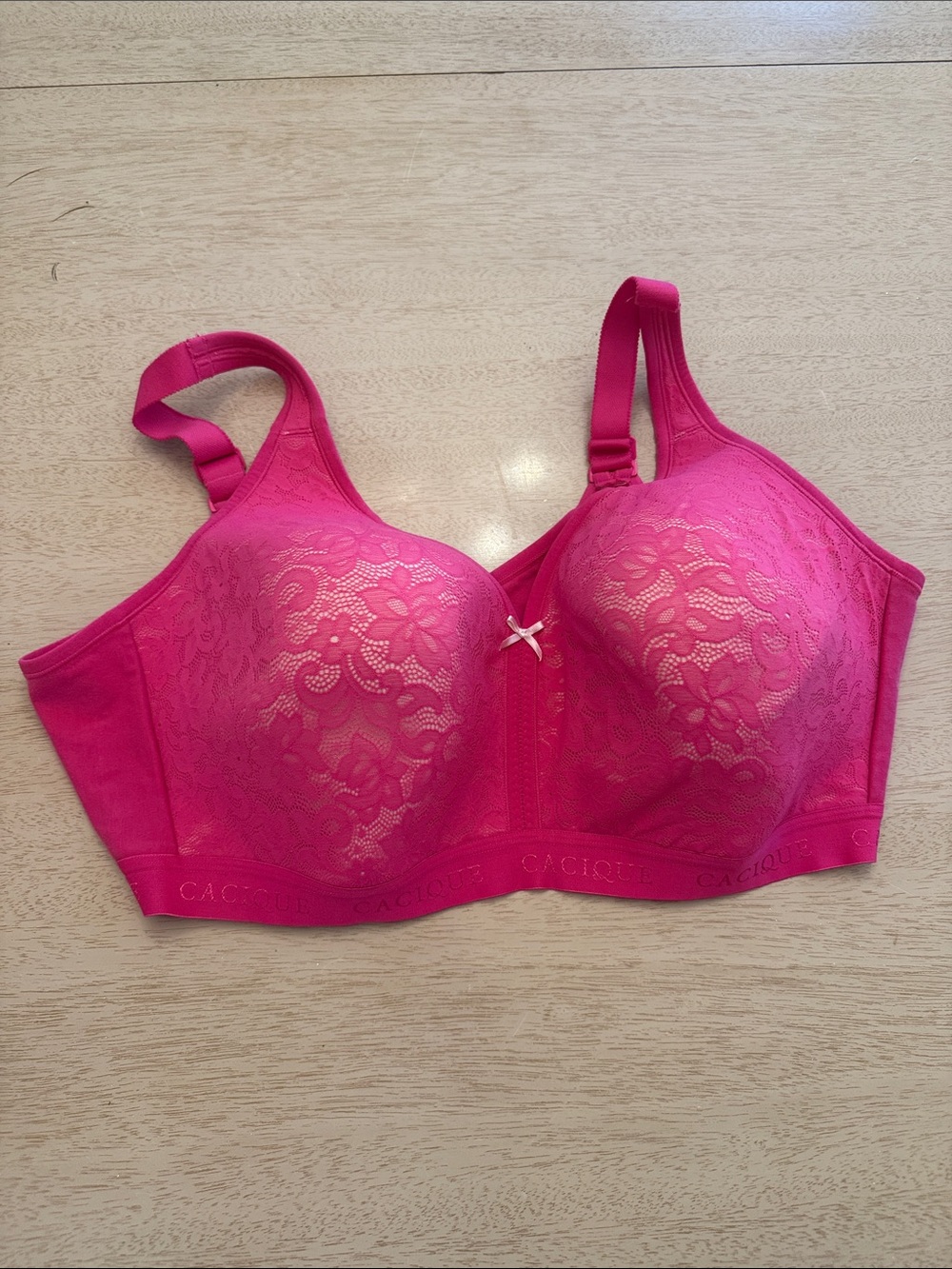 Cacique Bright Pink Lace Underwire Support Bra
